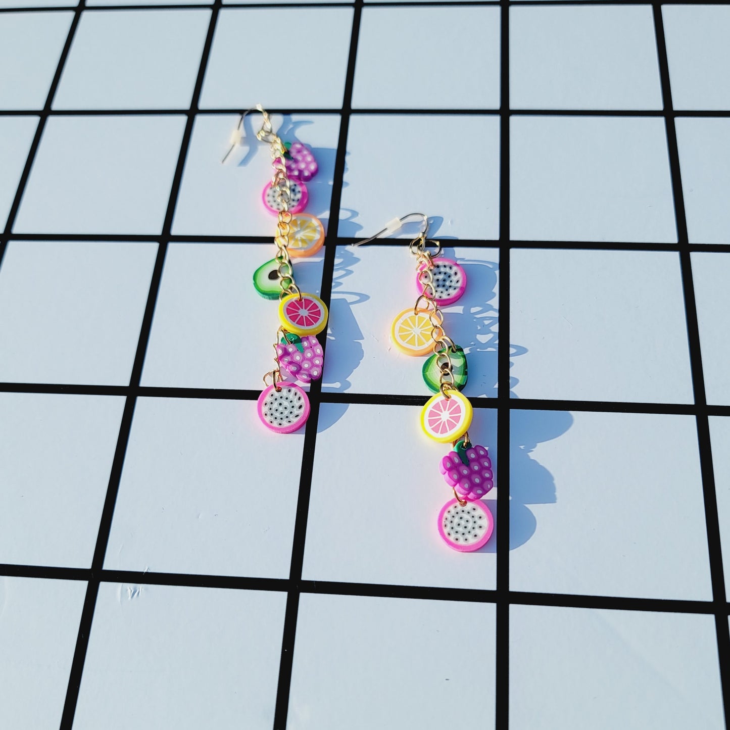 MIXED FRUIT DANGLE EARRINGS