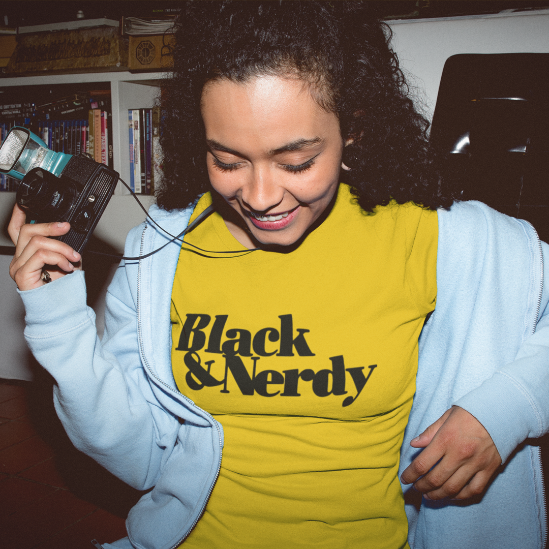 BLACK & NERDY CLASSIC T-SHIRT (GOLD & BLACK VERSION)